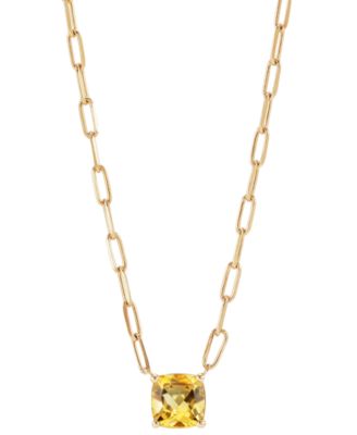 Macy's - Citrine Paperclip Link 18" Pendant Necklace (1-5/8 ct. t.w.) in 14k Gold-Plated Sterling Silver (Also in Peridot)