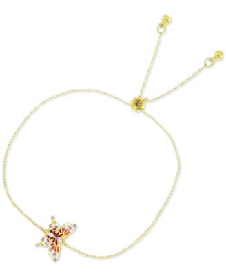 Macy's - Multicolor Cubic Zirconia & Enamel Butterfly Bolo Bracelet