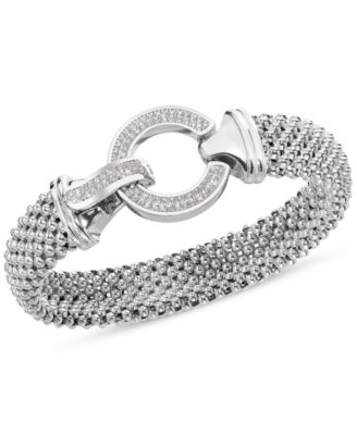 Macy's - Diamond Circle Mesh Bangle Bracelet (5/8 ct. t.w.) in Sterling Silver