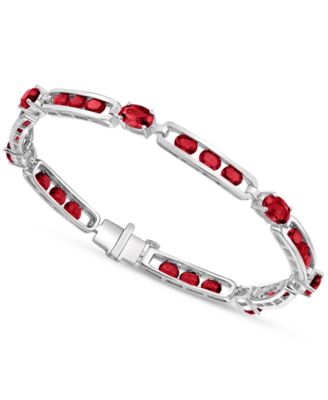 Macy's - Synthetic Ruby Link Bracelet in Sterling Silver (Also in Synthetic Sapphire)