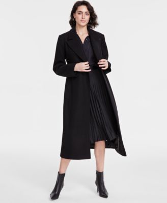 DKNY - Women's Notched-Collar Double-Breasted Wrap Coat