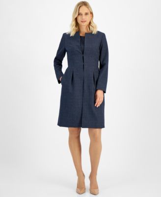 Le Suit - Petite Long Collarless Jacket Dress Suit