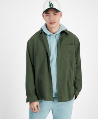 Mode of One - Men's Relaxed Long-Sleeve Cotton Button-Up Shirt