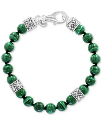 EFFY Collection - Men's Malachite (8mm) Beaded Bracelet in Sterling Silver