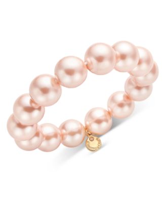 Charter Club - Gold-Tone Pink Imitation Pearl Stretch Bracelet