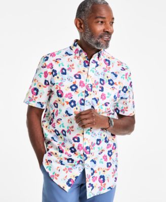 Club Room - Men's Craig Floral Poplin Short-Sleeve Shirt