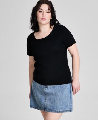 And Now This - Trendy Plus Size Short-Sleeve Sweater