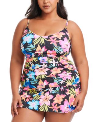 Bleu by Rod Beattie - Plus Size Sweet Escape Shirred Scoop-Neck Underwire Tankini Top