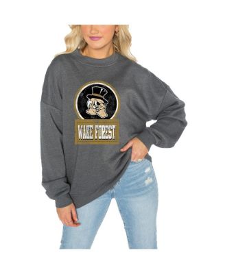 Gameday Couture - Women's  Charcoal Wake Forest Demon Deacons Drop Shoulder Fleece Drop Pullover Sweatshirt