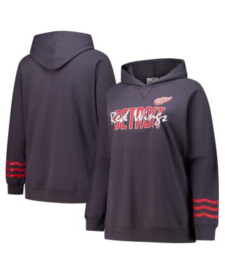 Fanatics - Women's Charcoal Detroit Red Wings Plus Size Lightweight Fleece Raglan Pullover Hoodie