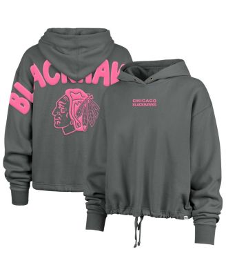 '47 Brand - 47 Brand Women's Gray Chicago Blackhawks Bright Side Venice Cropped Pullover Hoodie