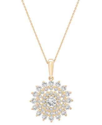 Wrapped in Love - Diamond Flower Cluster Pendant Necklace (1 ct. t.w.) in 14k Gold, 18" + 2" extender
