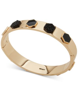 DKNY - Gold-Tone Color Pave & Hexagon Bangle Bracelet