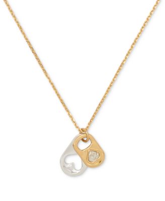 kate spade new york - Two-Tone Double Pop Tab Pendant Necklace, 16" + 3" extender
