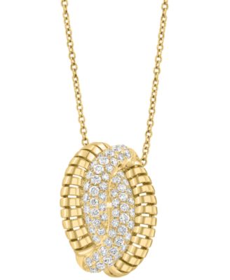 EFFY Collection - Diamond Pav&eacute; Abstract Crossover Pendant Necklace (5/8 ct. t.w.) in 14k Gold, 17" + 1" extender