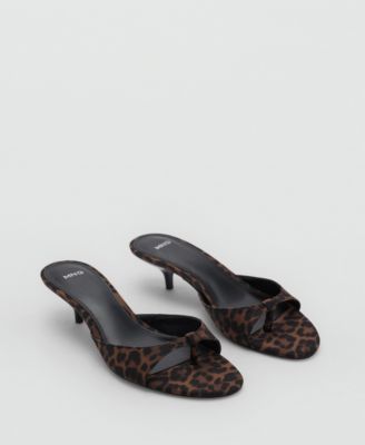 MANGO - Women's Leopard Print Kitten Heel Sandals