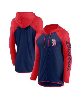 Fanatics - Women's Navy/Red Boston Red Sox Script Sleeve Full-Zip Hoodie