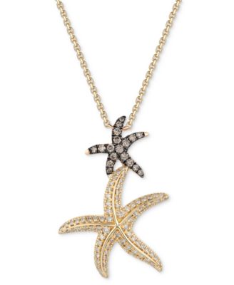 Le Vian - Nude Diamond & Chocolate Diamond Starfish Pendant Necklace (5/8 ct. t.w.) in 14k Two-Tone Gold, 19"