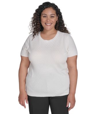 Calvin Klein - Plus Size Textured Short-Sleeve Sweater