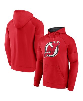 Fanatics - Men's Red New Jersey Devils Iconic Defender Raglan Pullover Hoodie