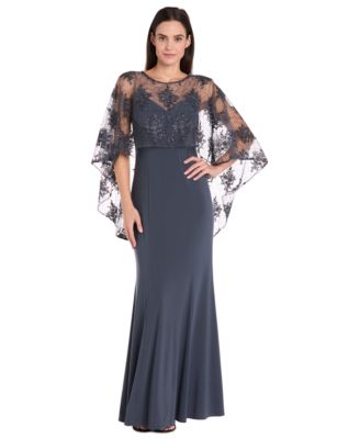 R & M Richards - Women's Embellished-Capelet Gown