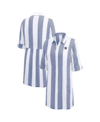 Tommy Bahama - Women's Navy/White&nbsp;Dallas Cowboys Rugby Beach Stripe Button-Up Tunic