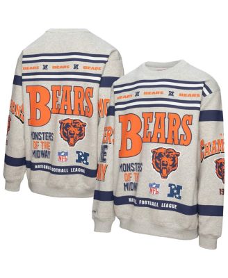 Mitchell & Ness - Men's Heather Gray Chicago Bears All Over Print Fleece Crewneck Sweatshirt