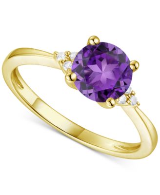Macy's - Amethyst (1-1/6 ct. t.w.) & Lab-Grown White Sapphire (1/20 ct. t.w.) Ring in 14k Gold-Plated Sterling Silver (Also in Additional Gemstones)