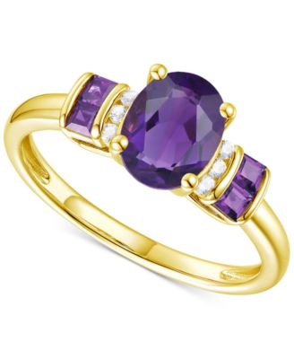 Macy's - Amethyst (1-1/2 ct. t.w.) & Lab-Grown White Sapphire (1/20 ct. t.w.) Statement Ring in 14k Gold-Plated Sterling Silver (Also in Additional Gemstones)
