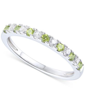 Macy's - Amethyst (1/5 ct. t.w.) & Lab-Grown White Sapphire (1/5 ct. t.w.) Stack Ring in 14k Gold-Plated Sterling Silver (Also in Additional Gemstones)