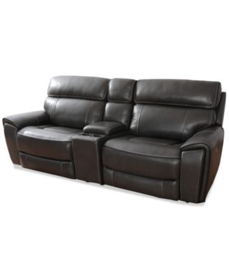 Furniture - 96" 3-Pc. Leather Sofa with 2 Power Recliners and 1 Console