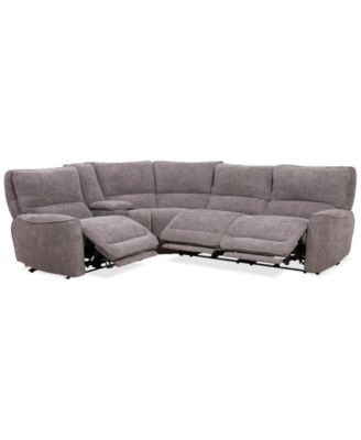 Furniture - Deklyn 116" 5-Pc. Fabric Sectional with 3 Power Recliners & 1 Console