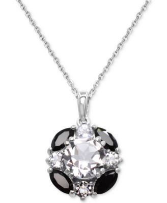 Macy's - Multi-Gemstone Round Cluster Pendant Necklace (3-3/8 ct. t.w.) in Sterling Silver (Also in Alternative Multi-Gemstone)