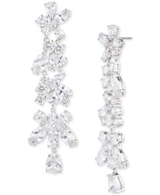 Givenchy - Silver-Tone Mixed Cut Cubic Zirconia Linear Drop Earrings