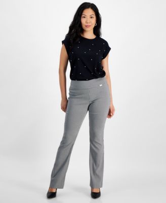 I.N.C. International Concepts - Petite Houndstooth Bootcut Pull-On Pants