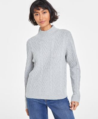 On 34th - Women's Mock-Neck Cable-Knit Pullover Sweater