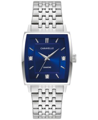 Caravelle - Men's Classic Diamond Accent Stainless Steel Bracelet Watch 33mm