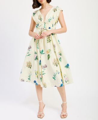 En Saison - Women's Ashley Printed Cotton Midi Dress
