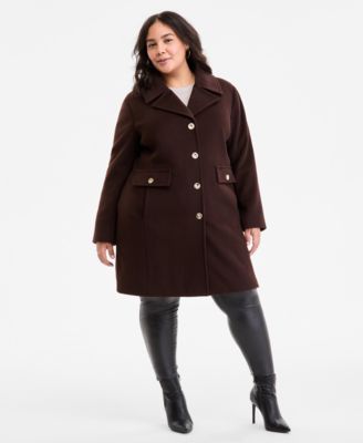 Michael Kors - Plus Size Collared Button-Front Coat