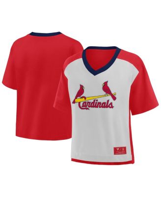 Fanatics - Women's Red/Graphite St. Louis Cardinals Oversized Race To Win V-Neck T-Shirt