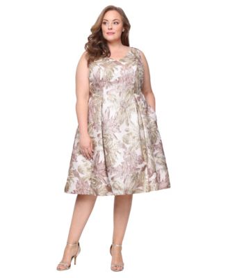 Alex Evenings - Plus Size Metallic Jacquard A-Line Dress