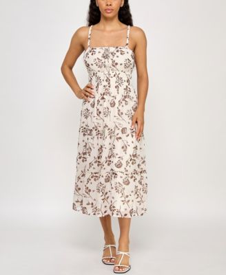 Trixxi - Juniors' Printed Pebble Chiffon Spaghetti-Strap Dress