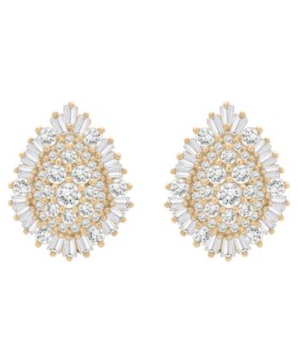 Wrapped in Love - Diamond Baguette & Round Cluster Earrings (1 ct. t.w.) in 14K Yellow Gold