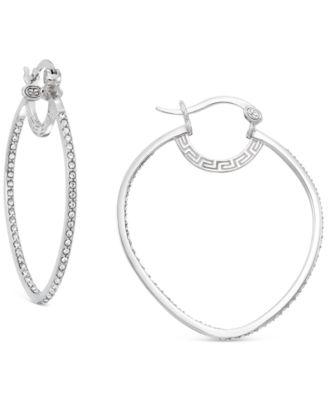 Simone I. Smith - Platinum Over Sterling Silver Earrings, Crystal Inside Out Teardrop Hoop Earrings