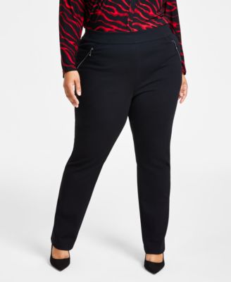 I.N.C. International Concepts - Plus Size High Rise Pull-On Straight-Leg Pants