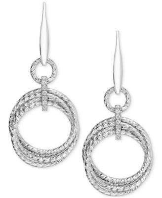 Macy's - Diamond Multi-Circle Drop Earrings (1/5 ct. t.w.) in Sterling Silver