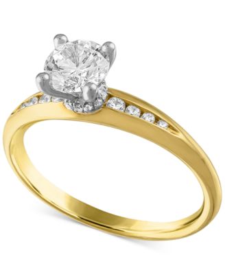 Alethea™ - Certified Round Engagement Ring (7/8 ct. t.w.) in 14k Two-Tone Gold featuring diamonds from De Beers Code of Origin