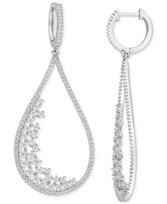 Macy's - Moissanite Scatter Cluster Teardrop Drop Earrings (1-5/8 ct. t.w.) in Sterling Silver
