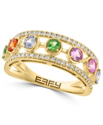 EFFY Collection - Multi-Gemstone (7/8 ct. t.w.) & Diamond (1/5 ct. t.w.) Open Work Statement Ring in 14k Gold