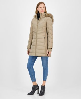 Michael Kors - Women's Faux-Fur-Trim Hooded Puffer Coat